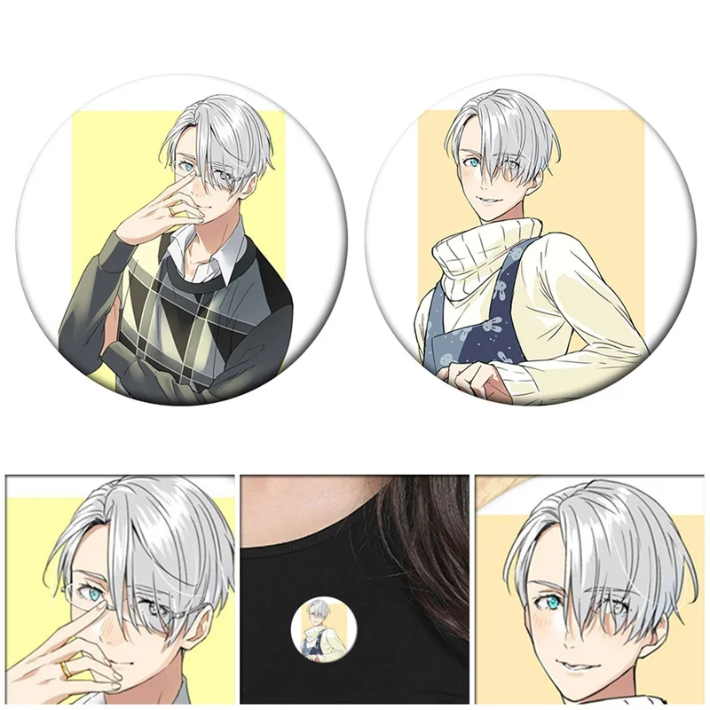 

1pcs Hot Anime YURI!!! on ICE Cosplay Badge Cartoon Yuri Brooch Pins Collection Victor bags Badges for Backpacks Button Clothes