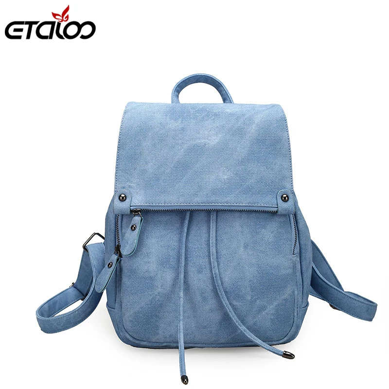 Рюкзак для колледжа, сумка через плечо из искусственной кожи, женская сумка, Модный женский рюкзак, Mochila Escolar, школьные сумки для подростков - Цвет: Синий