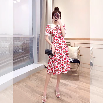 

2019 Dress Sexy Celebrity Print Single-Breasted Simple Short Women Peter Pan Collar Night Club Body con Party Dresses Wholesale