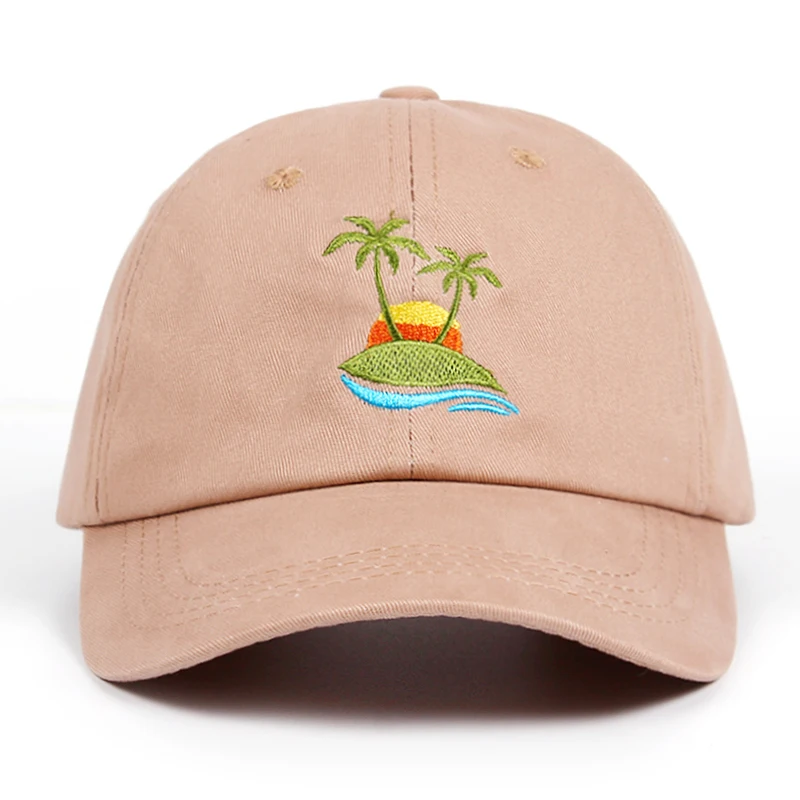 

Palm Trees Curved Dad Hat Beach sunrise A holiday Baseball Cap Embroidery Coconut Trees Hat Strapback Hip Hop Cap Golf