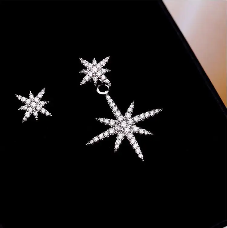 LZX Асимметричные новые трендовые дизайнерские серьги-гвоздики со звездами для женщин, модные ювелирные украшения для свадебной вечеринки, серьги с кристаллами циркония