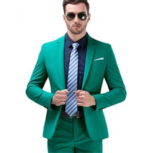 Приталенные темные смокинги для жениха, бирюзовый костюм жениха, мужские свадебные костюмы, Лучший мужской костюм(пиджак+ штаны) B623