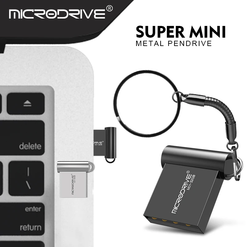 Водонепроницаемый супер мини металлический USB флеш-накопитель 128 Гб 64 ГБ 32 ГБ 16 ГБ 8 ГБ 4 ГБ карта памяти Флешка u-диск с брелоком