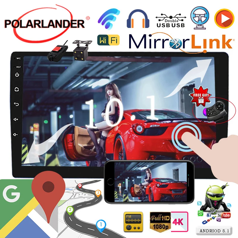 Android 8.1 1G 16G 2 din 10.1 inch Android WIFI Bluetooth MP5 Player 8.1 universal Car Radio GPS NAVIGATION