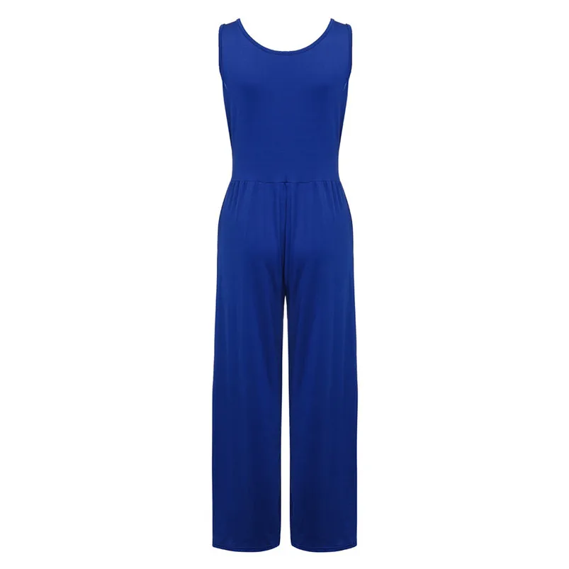 Women Sexy Backless Rompers Casual V-Neck Solid Long Elastic Waist Jumpsuit macacao feminino combinaison R07 (7)