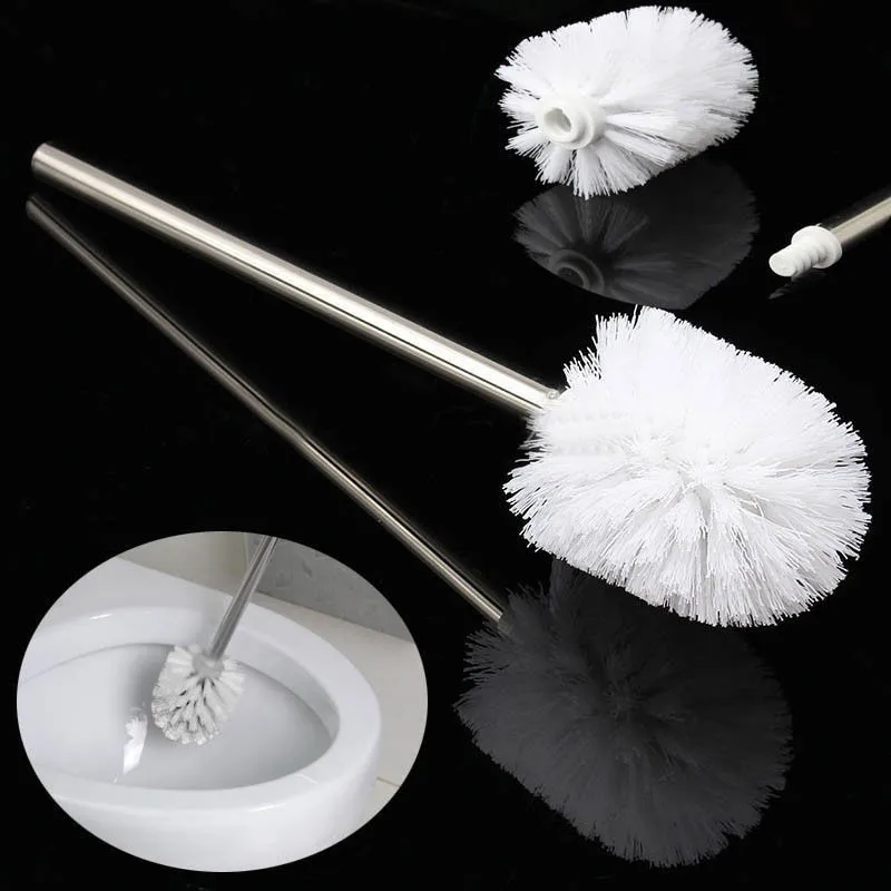 Stainless Steel WC Bathroom Cleaning Toilet Brush Head Holder Toilet Brush White Head Holders Cleaner Bathroom Cleaning Tools