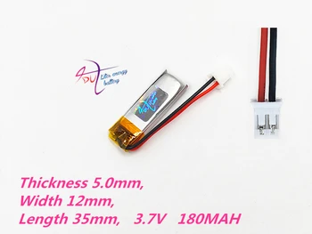 

10 x JST PH 2.0mm 2pin connector 501235 3.7V 180mAh LiPo Battery Lithium Polymer Rechargeable For Mp3 bluetooth GPS PSP headset