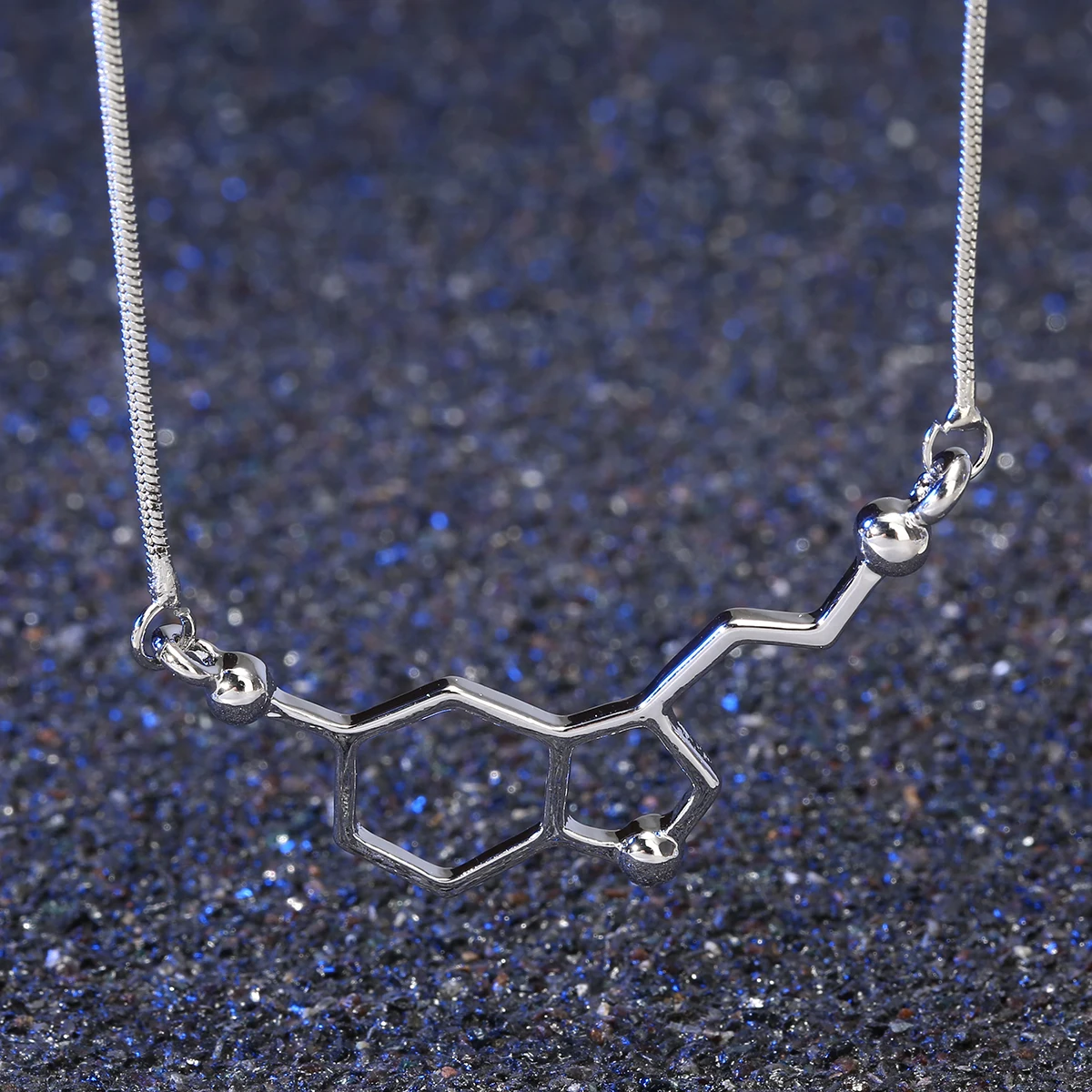Charming Geometric Pendant Necklace Shellhard Unique Serotonin Molecule Chemistry Long Choker Necklaces For Unisex Jewelry