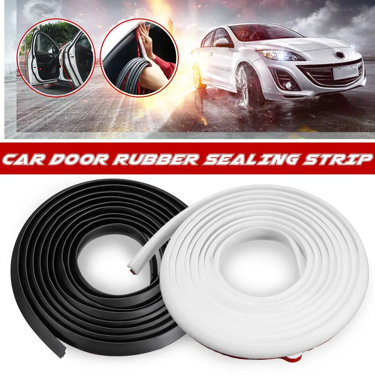 2m Slanted T Type Car Door Gap Rubber Sealing Strip Sticker Seal