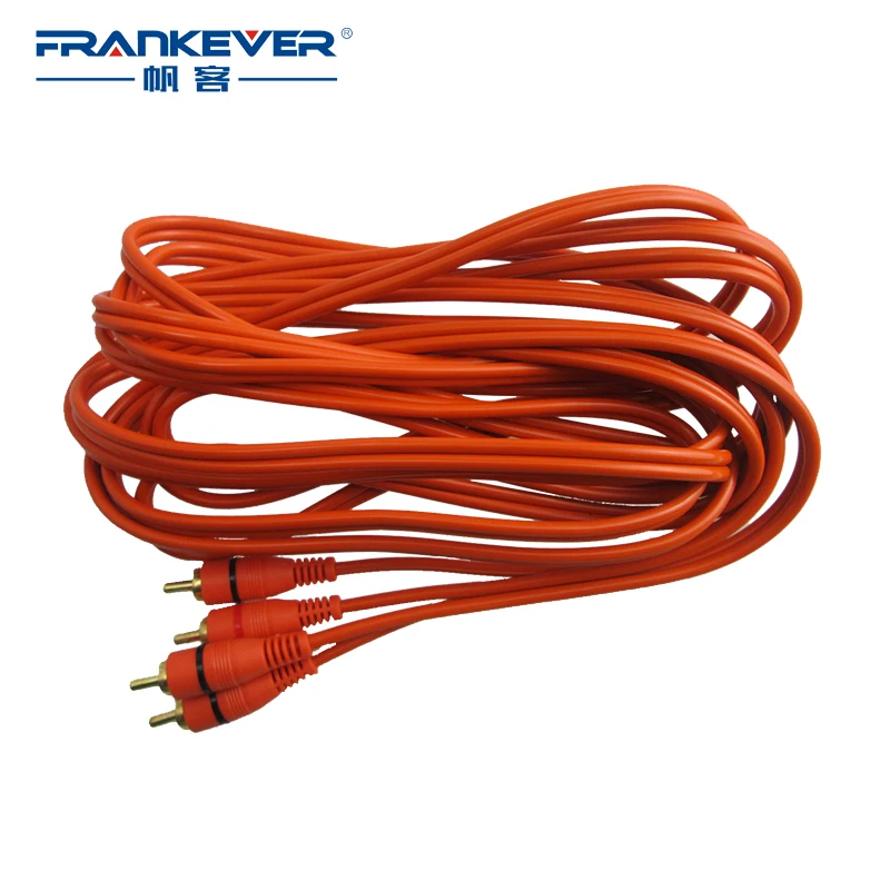 

High Quality Golden Plated 2R TO 2R RCA Cable 15 FT  Audio Video 2AV Cable  OD4*8MM Orange PVC Shell Cabo Rca