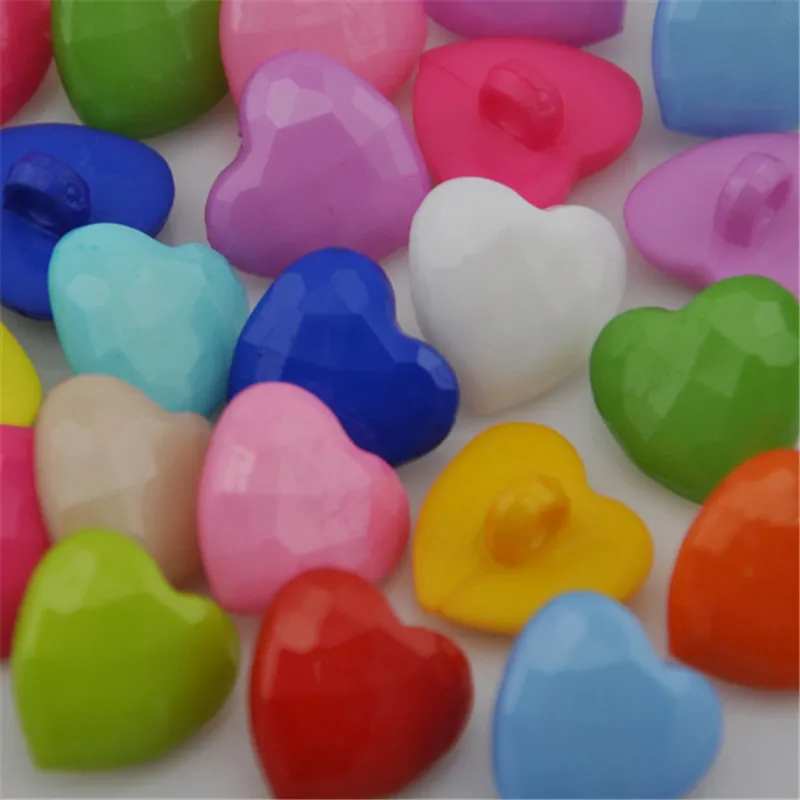 

10/50/100pcs 14mm Cute Heart Plastic Button lot Mix color PT51