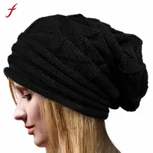 Feitong Women Winter Warm Hats Knit Turban Twist Hair Wrap Solid Casual Skullies& Beanies Hat Cap Knit Turban