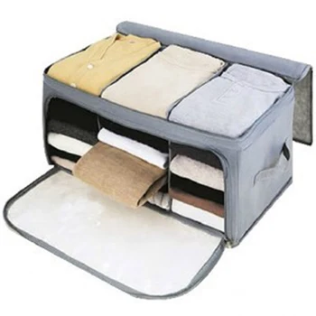 

Bamboo Charcoal Clothes Storage Bag Zipper Handles Quilt Bedding Garment Storage Bag Organizer