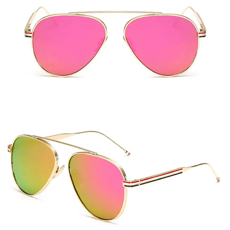 Овальные зеркальные очки фирменные дизайнерские линзы Toad Oculos de sol женские очки для вождения мужские солнцезащитные очки с металлической оправой - Цвет линз: C2 gold pink