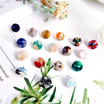 

Color round acetic acid ear nail DIY earring material self-made individual ear accessories stainless steel ear needles