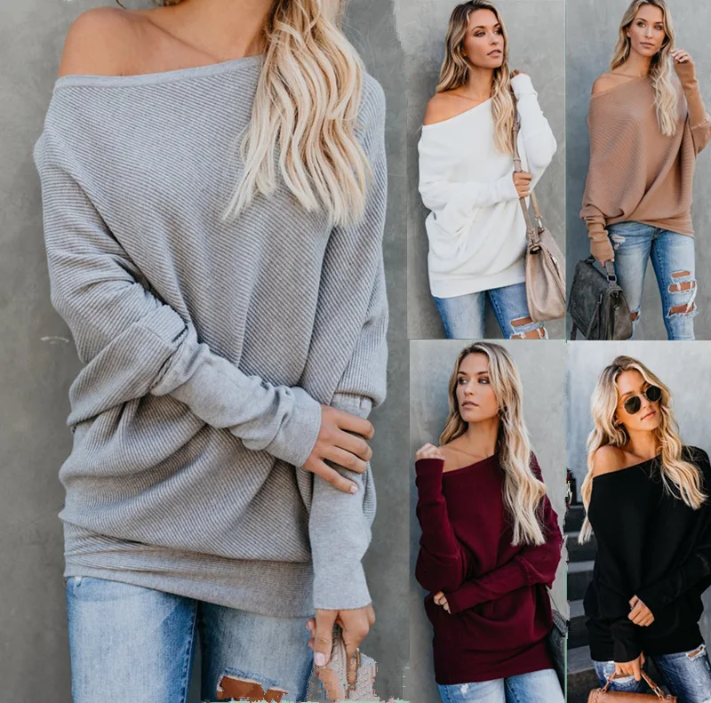 

Spot! Fast sell through the EBAY Amazon long sleeves for autumn and winter sweater shoulder to shoulder sweater sweater blouse