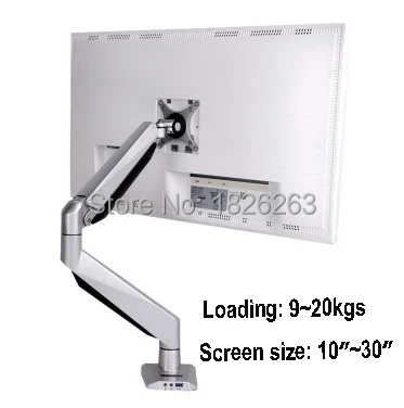 

D7H Aluminum Gas Spring 10-30 inch LED LCD Monitor Holder All-in-one PC Mount Arm Loading 9-20kgs With Audio and USB Port