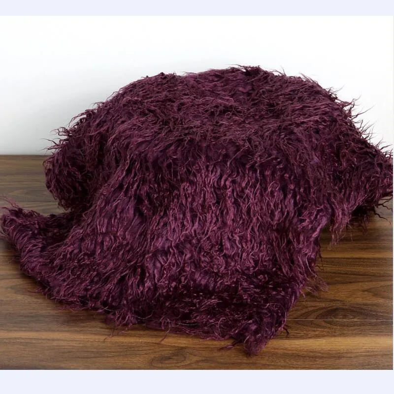 Newborn Baby Soft Faux Fur Photograph Prop Blanket Infant Sleeping Swaddle Blankets Baby Shower Gift 50x80cm - Цвет: dark purple