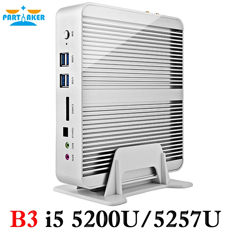 Desktop PC Intel Core i5 5200u HD 5500 HD 4K Fanless Mini PC Compter Rugged Case Windows HTPC TV Wintel Box