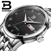 Тонкие автоматические механические часы простые деловые часы для мужчин новые часы 30 м дайвер из нержавеющей стали ремешок Бингер бренд B-5005