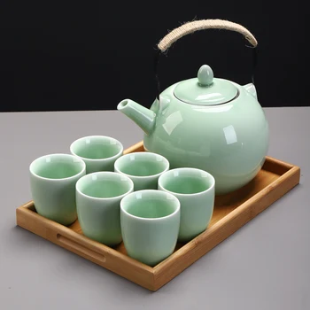 

TANGPIN big capacity celadon tea sets ceramic teapot with stainless steel filters teacup chinese kung fu tea set