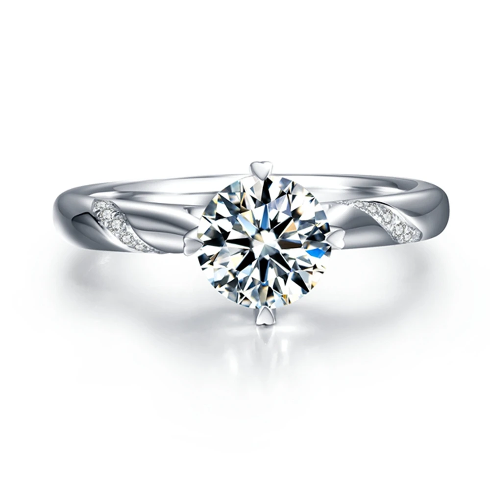 Goedkoop Massief Zilver 0.5 3ct Lab Grown Diamond Moissanites 4 Gaffel Solitaire Met Accenten Engagement Ring Def Kleur VVS1