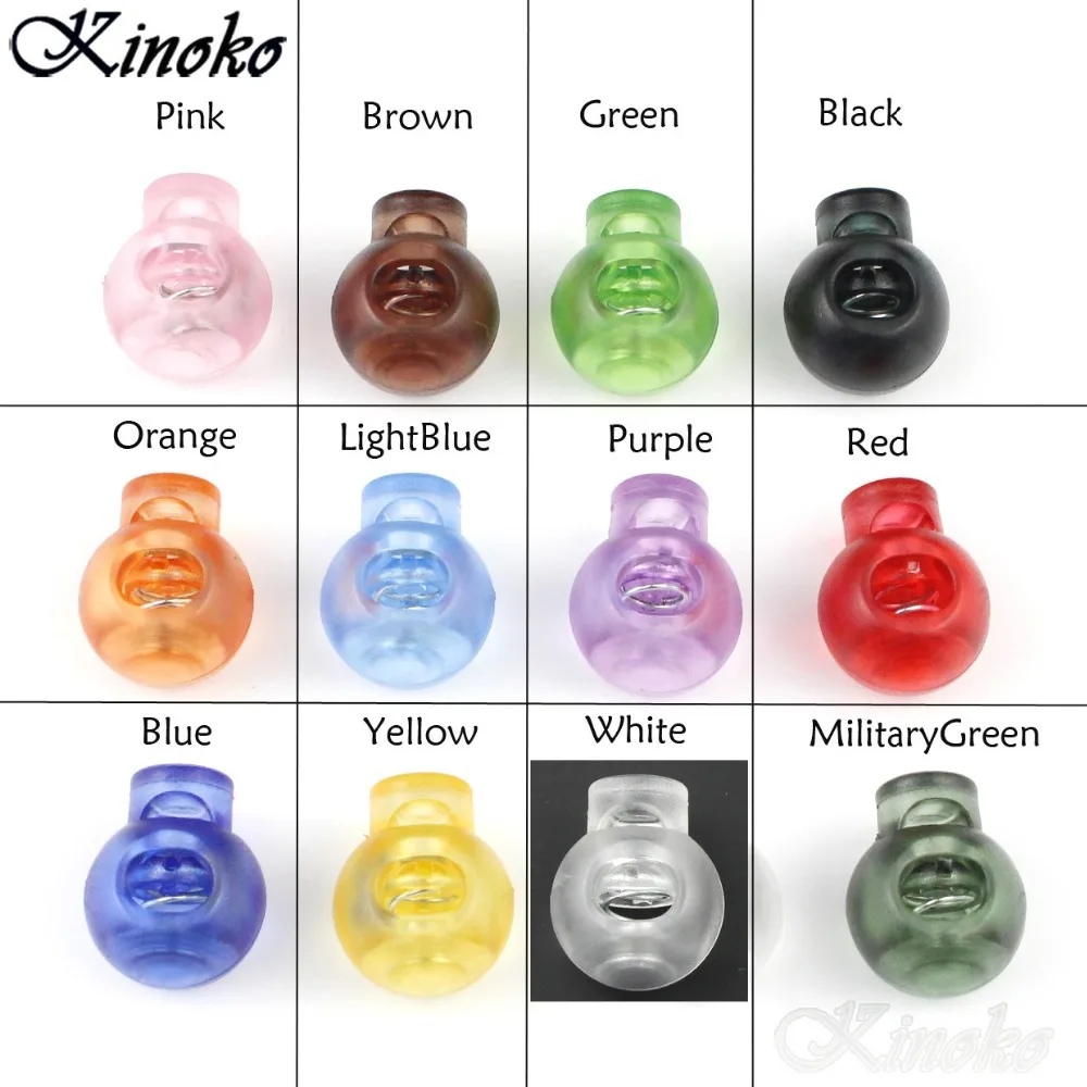 

100pcs/pack Mixed Color Transparent Plastic Ball Cord Locks Round Toggle Clip Stopper Widely Used For Backpack / Clothing #A031