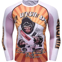Мужская Фитнес-футболка с длинным рукавом для рубашки спортивная футболка для мужчин Беговая наклейка компрессионная 3D волшебный топ с животным