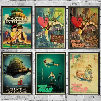 

Vintage Poster Miyazaki Hayao Anime Series Kraft Paper Retro Posters Wall Art Painting Kidsroom Decor Sticker