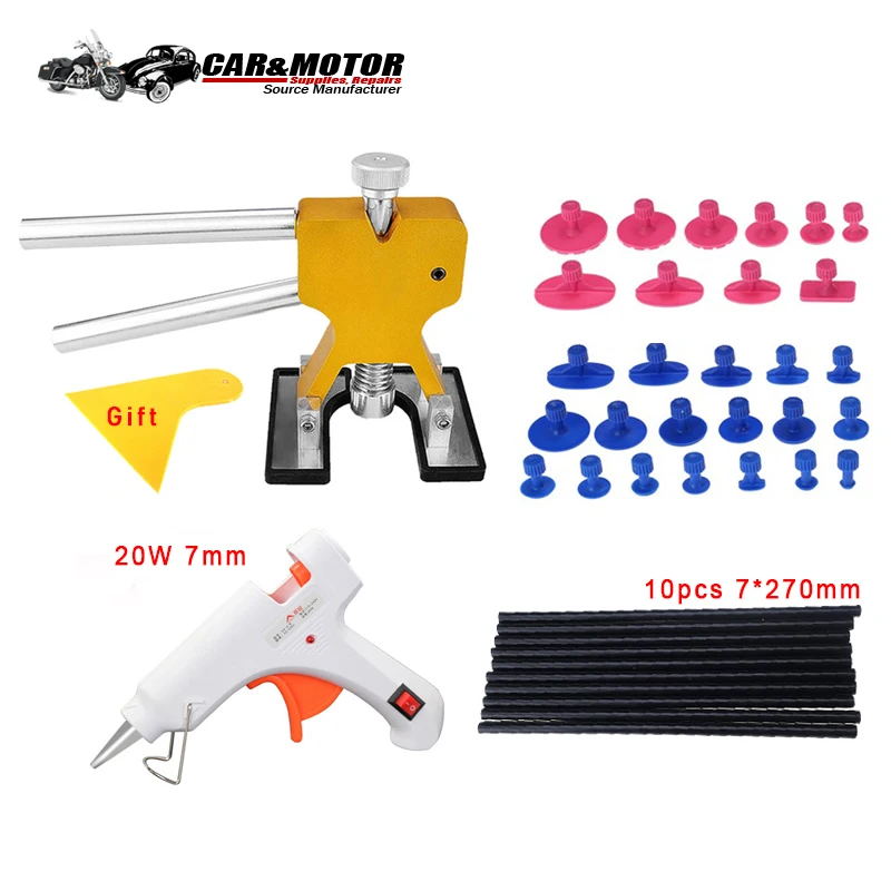 Comprar Herramientas PDR herramientas de reparación de abolladuras sin pintura Kit de reparación de abolladuras de coche Extractor de abolladuras con pegamento Kits de eliminación de pestañas para vehículos Auto