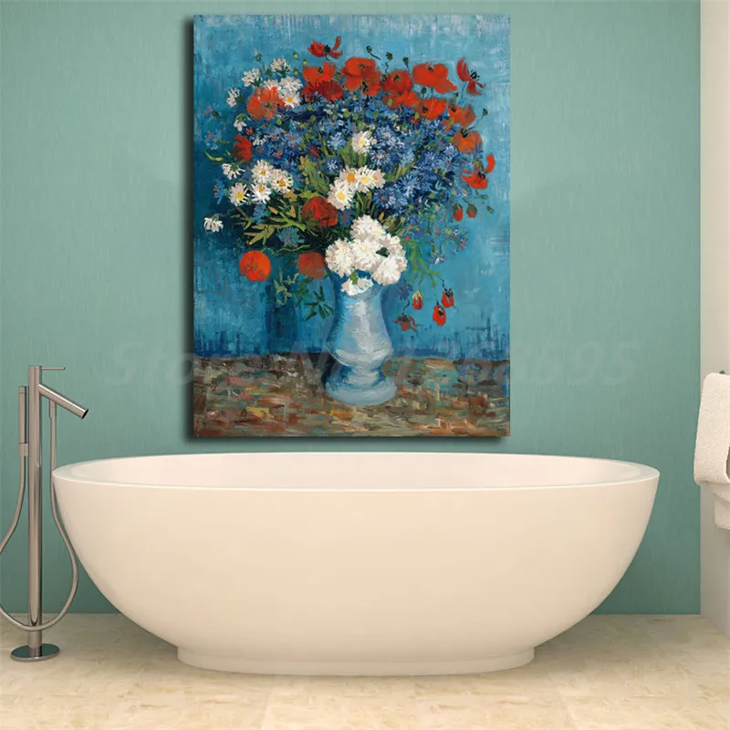 

Vincent Van Gogh Vase With Cornflowers And Poppies HD Canvas Posters Prints Wall Art Painting Decorative Picture Home Decoration