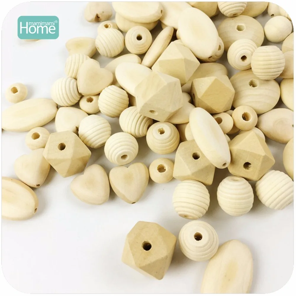 

MamimamiHome Wood Beads (100pc/lot)Organic Wooden Beads Eco Baby Teether Teething Beads Teether Nursing Making drawing Toy