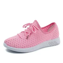 Мода Для женщин обувь летние Туфли без каблуков для отдыха Повседневное Slip-on Обувь с дышащей сеткой кроссовки на платформе нескользящая Мягкая подошва