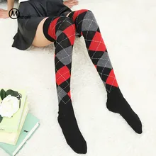 1 пара модных носков выше колена для женщин и девушек милые длинные чулки до бедра с узором из страз осень,, Morewin