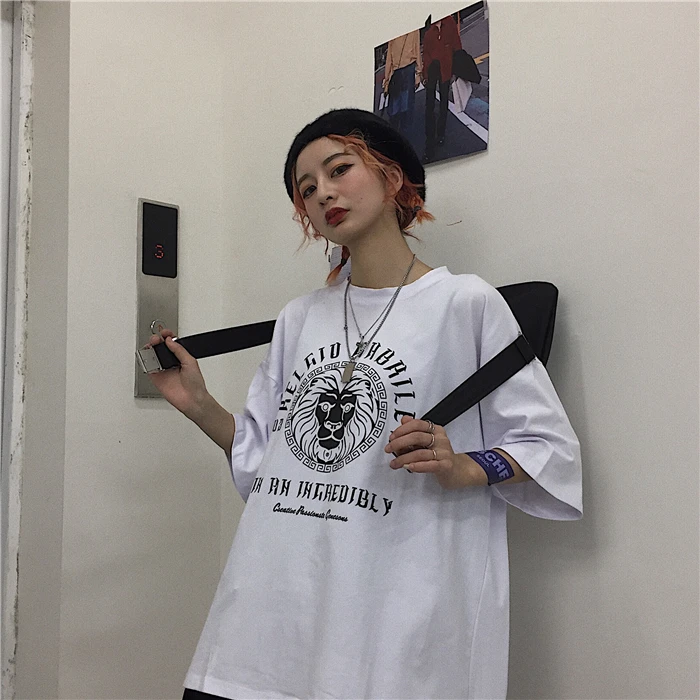 Harajuku уличная одежда летние женские футболки топы корейский стиль Ulzzang печатных короткий рукав Футболка женская футболка
