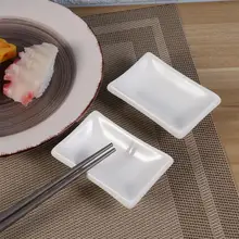 2 pçs 3 Polegada puro branco cerâmica aperitivo servindo bandeja retangular molho prato japonês-estilo snack pratos para tempero molho de soja