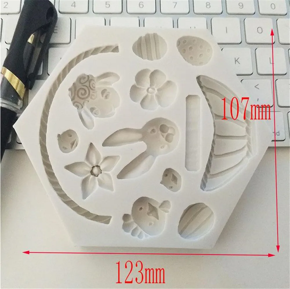 Пасхальный кролик молд ручной работы 3D Силиконовые Яйцо цветок помадка шоколадная Форма торт