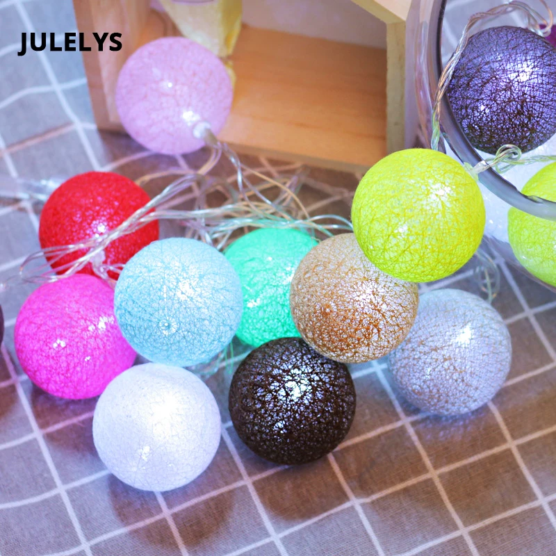 

JULELYS 5M 20 Bulbs Fairy Lights Window Garland LED Cotton Ball String Lights Christmas Decorations For Wedding Living Room