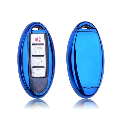 ТПУ+ ПК чехол ключа дистанционного управления автомобилем чехол для Infiniti Nissan Qashqai J11 Juke X-Trail кнопки флип оболочки дистанционного ключа крышка - Название цвета: blue