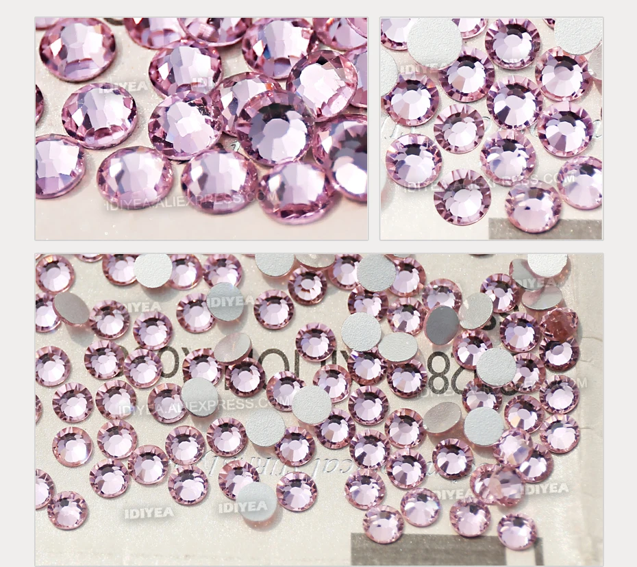 Rose Fuchsia Pink Champagne ss3-ss30 nail rhinestones flat back Non Hot Fix crystal strass diamond glitter stone for DIY garment