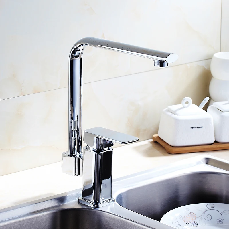 Kitchen sink dish basin faucet hot and cold Copper basin faucet chrome plated Rotated single hole