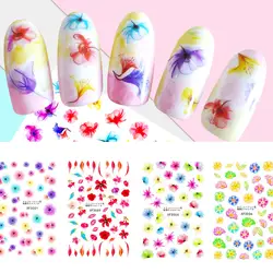 1 шт. стикеры новый свежий стиль цветочный принт стикеры 3D на ногти Nail Art Маникюр клейкий трансферный наклейки для себя 5,8