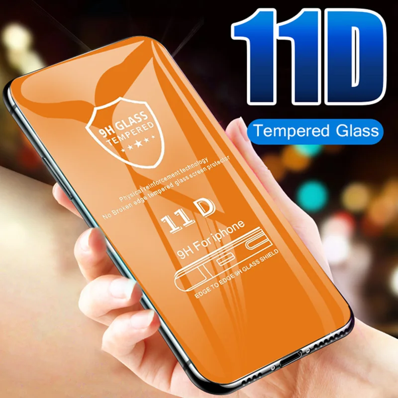 11D защитное стекло с закругленными краями для iPhone X Max XR 10 полноэкранная пленка из