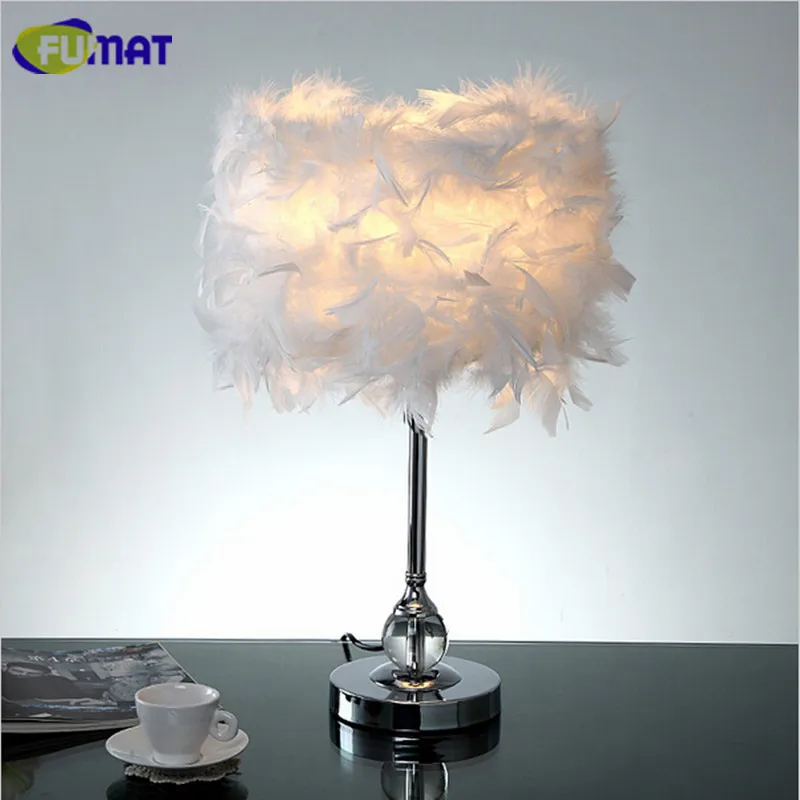 

FUMAT Feather Table Lamps Modern Crystal Table Lamp for Living Room Bedroom Beside Light Fashion Study Feather Desk Lamp