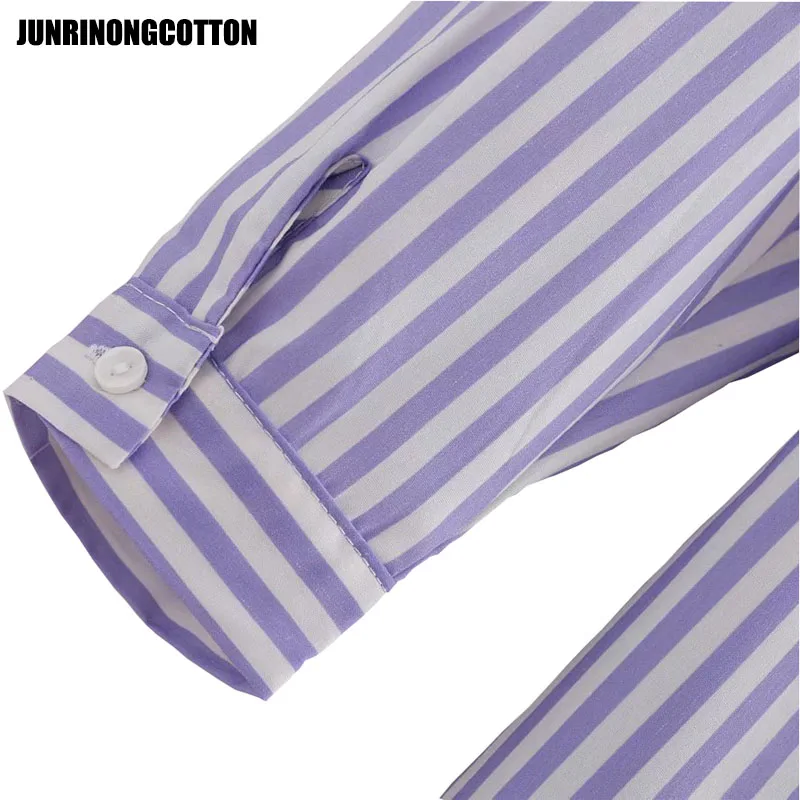 JUNRINONGCOTTON Полосатый печати с рукавами летучая мышь платье для женщин High Street Модная
