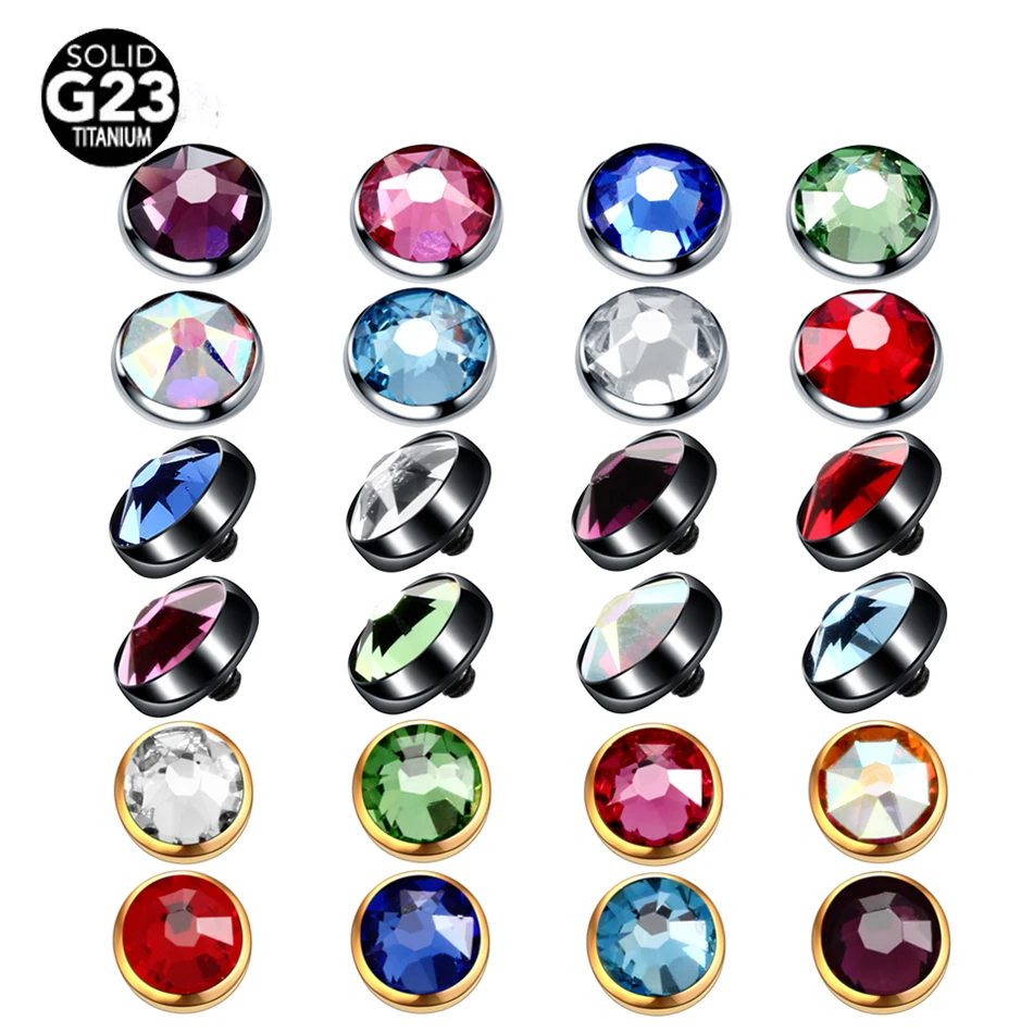 

8pcs/lot Titanium Micro Dermal Piercings Threading Skin Diver Dermal Anchor Crystal Top Piercings Hide in Surface Body Jewelry