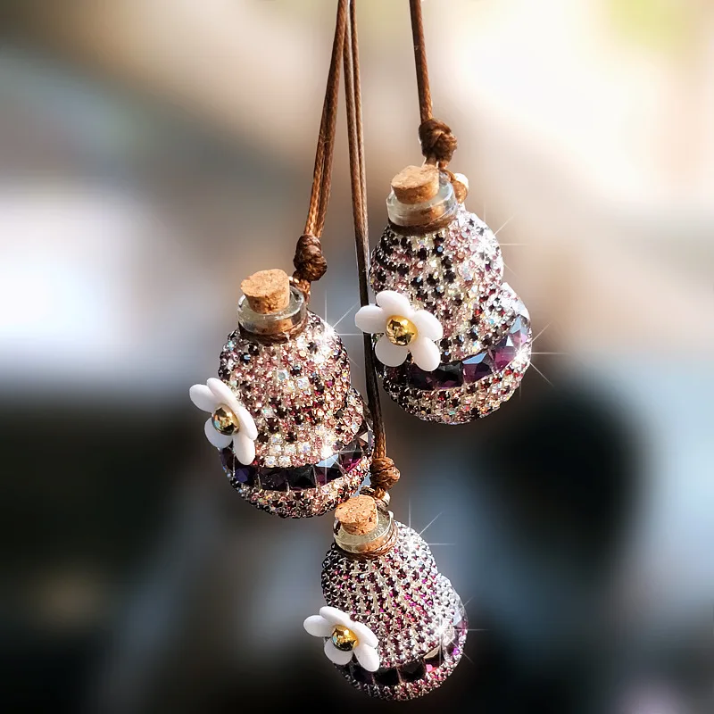 

Rhinestone Pendant Gourd Perfume bottle Car Rear View Mirror Car Pendant Hanging Car Styling Accessories Auto Decoration