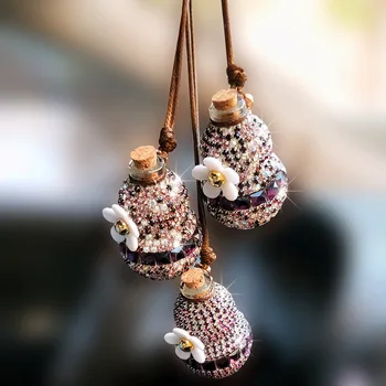

Rhinestone Pendant Gourd Perfume bottle Car Rear View Mirror Car Pendant Hanging Car Styling Accessories Auto Decoration