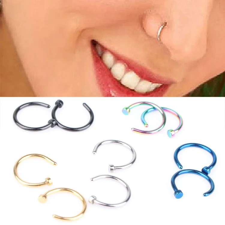 

1PC New Arrival Medical Titanium Nose Hoop Nose Rings Body Piercing Jewelry 5 Colors Drop Shipping