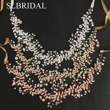 SLBRIDAL, розовое золото, кристаллы, стразы, жемчуг, свадебные аксессуары для волос, ободок для волос, свадебная повязка, украшение для подружек невесты, для женщин